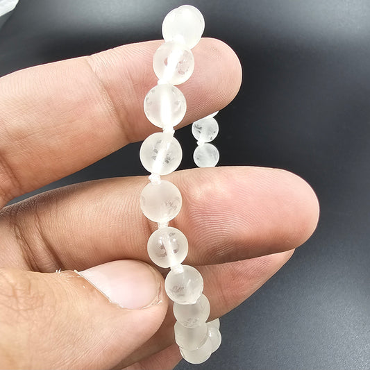 SPHATIK BRACELET WITH AUM WRITTEN ON EVERY BEADS