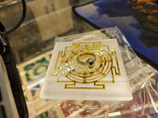 SELENITE PLATE +92.5 RING PURE SILVER RING