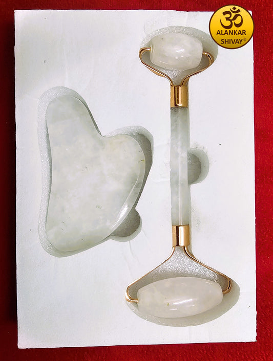 ROSE QUARTZ GUASHA AND ROLLER SET