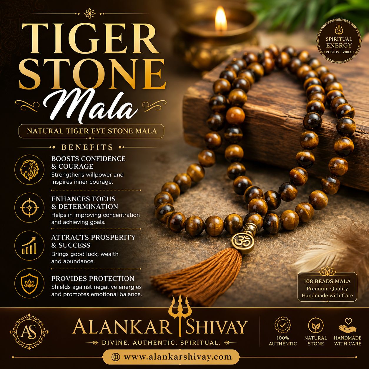 TIGER EYE STONE MALA