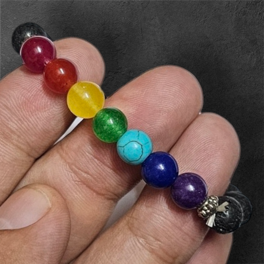 7 chakra lava stone bracelet