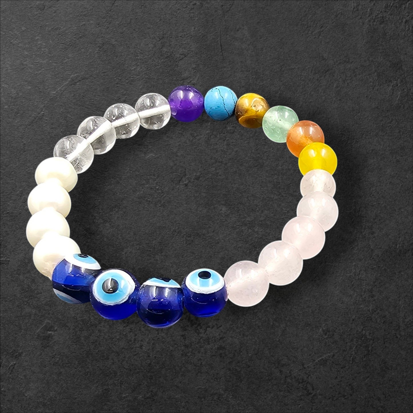 ROSE QUARTZ||SPHATIK||REAL PEARLS||EVIL EYE||SEVEN CHAKRA