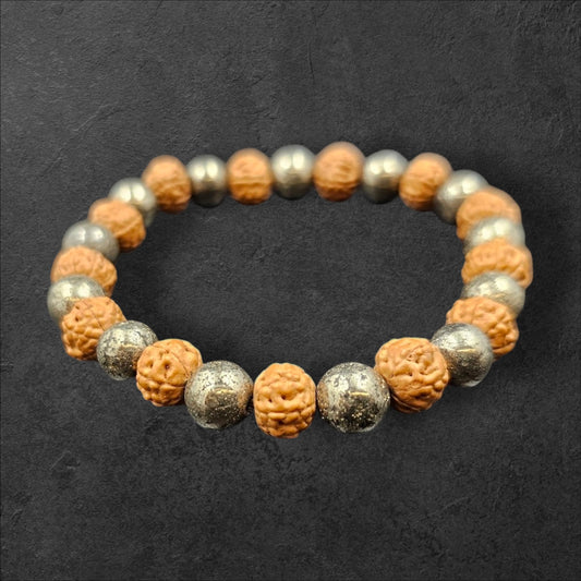 PYRITE AND 7 FACE RUDRAKSH(8MM)