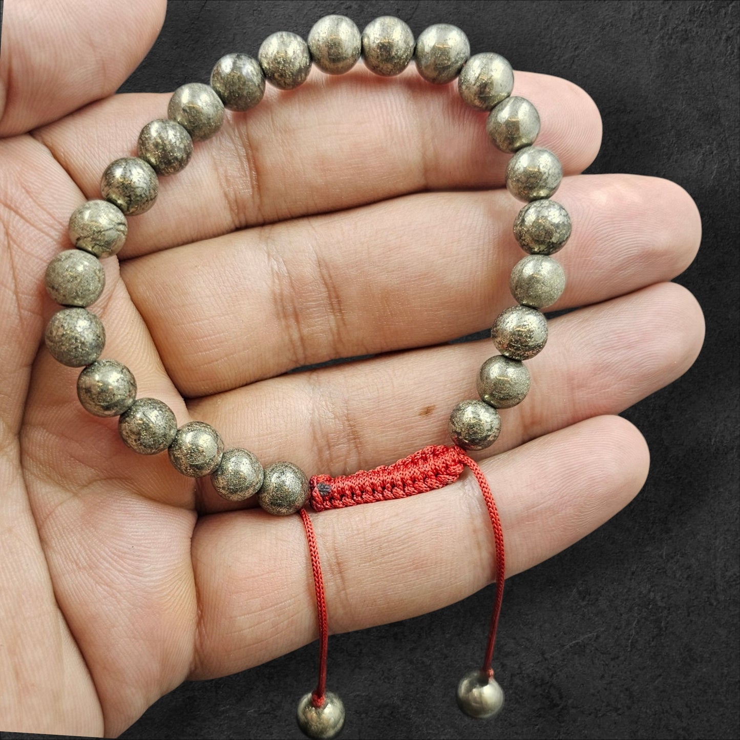 PYRITE STONE BRACELETS (8MM ROUND THREAD)