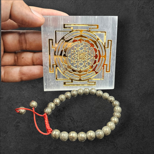 SELENITE PLATE+PYRITE BRACELET