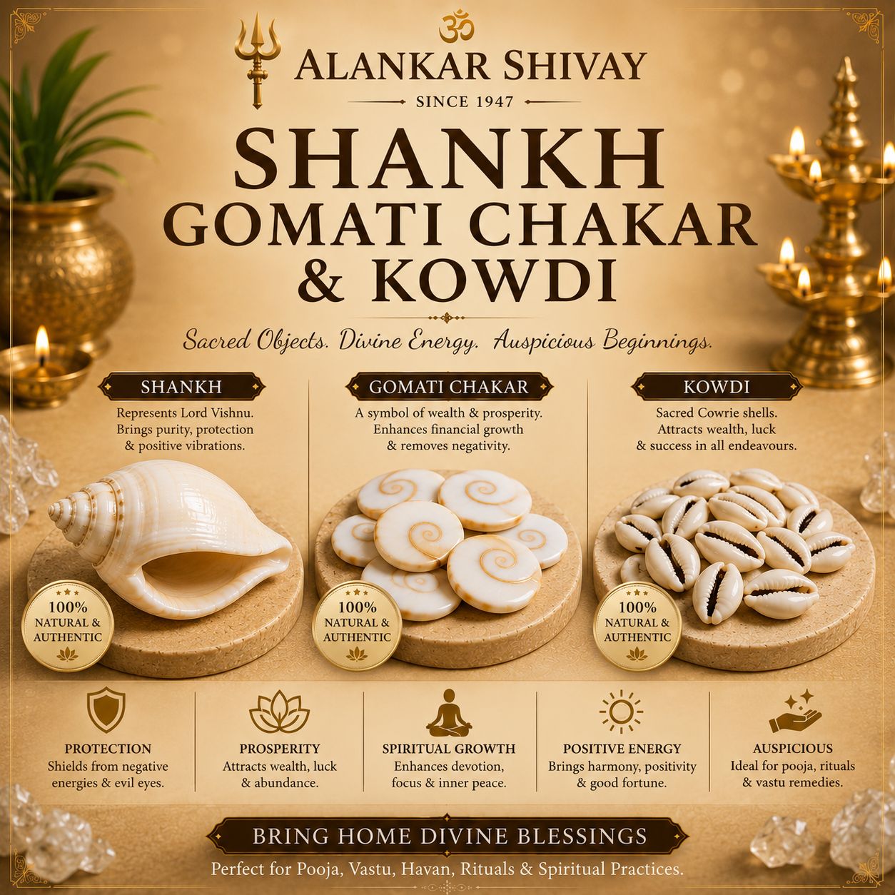 CONCH/SHELL/SHANKH/GOMATI CHAKRA/COWDI