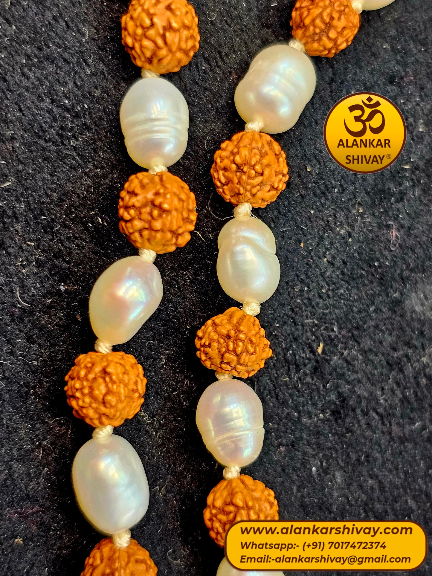 RUDRAKSH MALA WITH PEARL BEADS (54 +54 BEADS EACH)