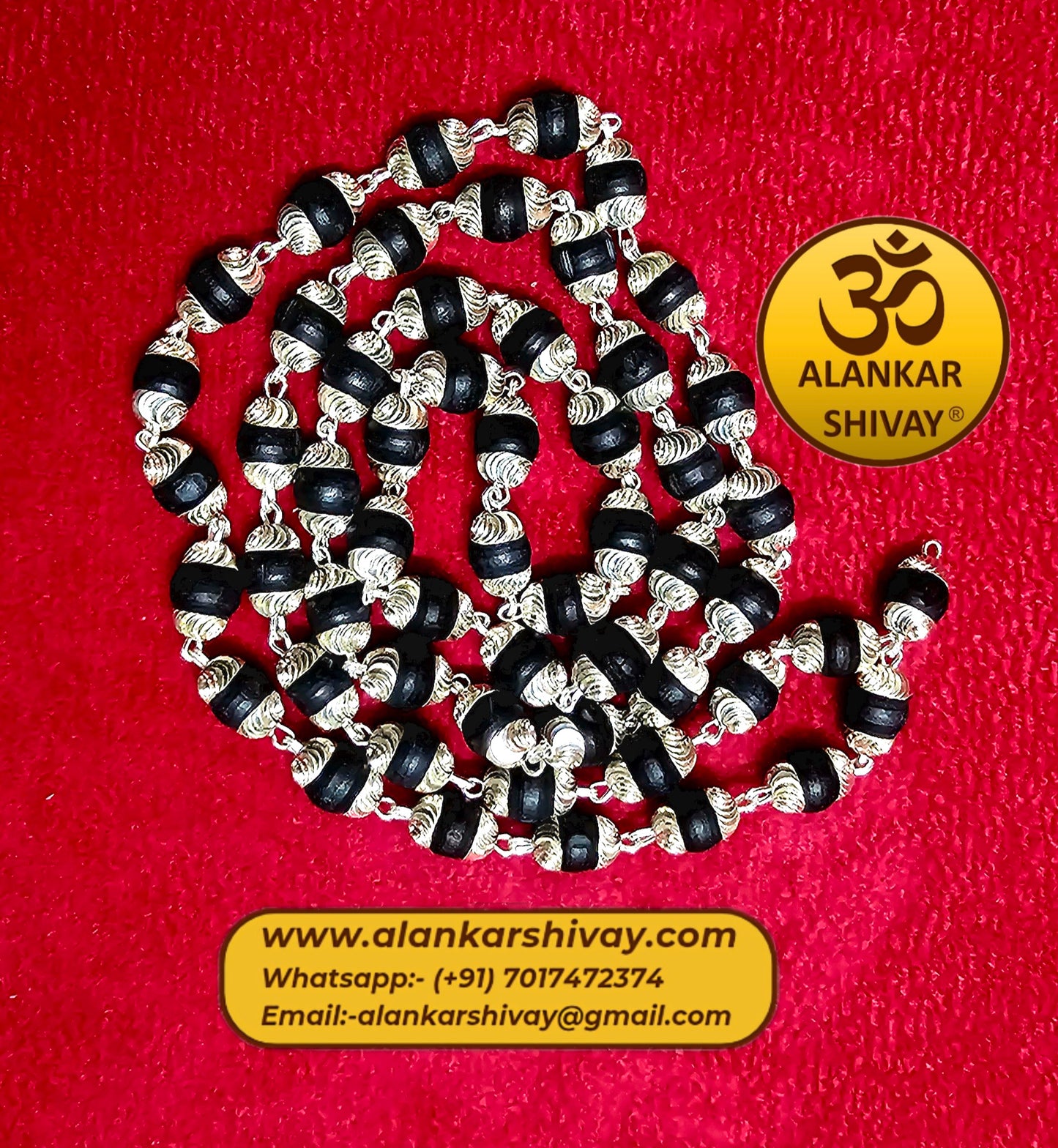 SHYAMA TULSI MALA WITH SILVER CAPPING (54 +1 BEADS)