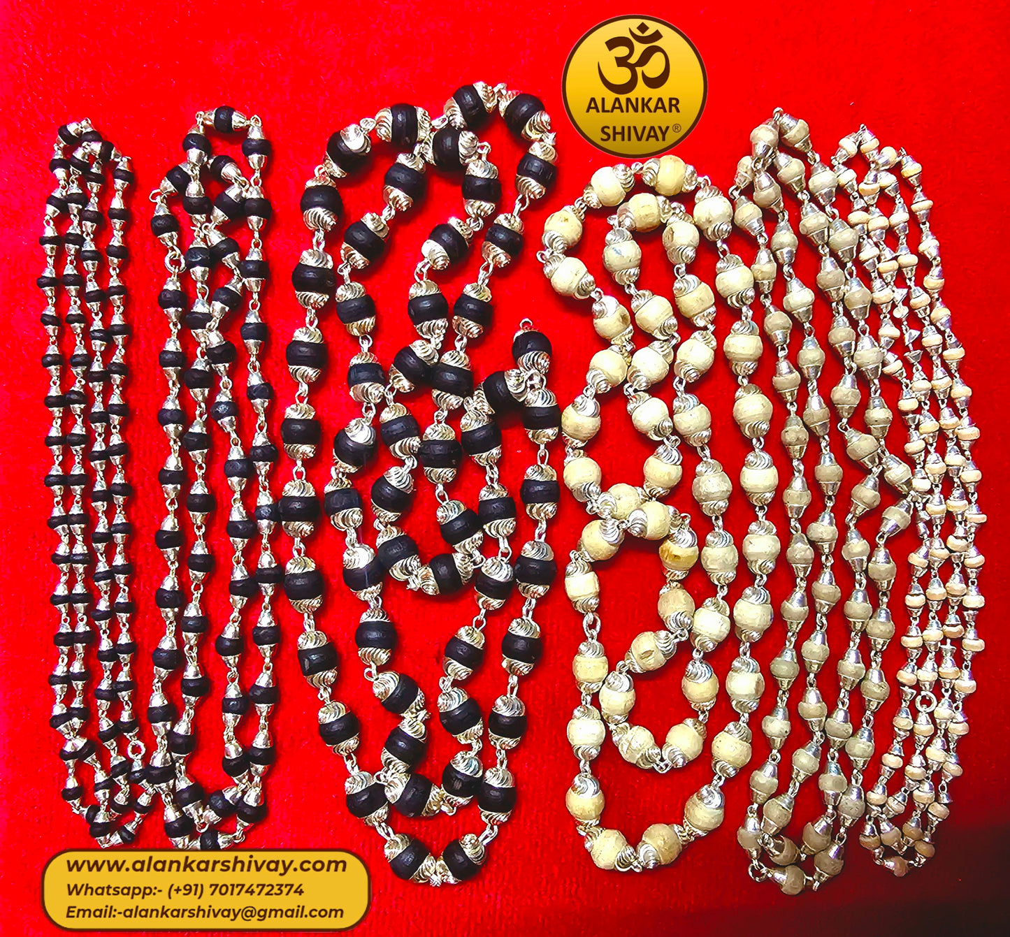 SHYAMA TULSI MALA WITH SILVER CAPPING (54 +1 BEADS)