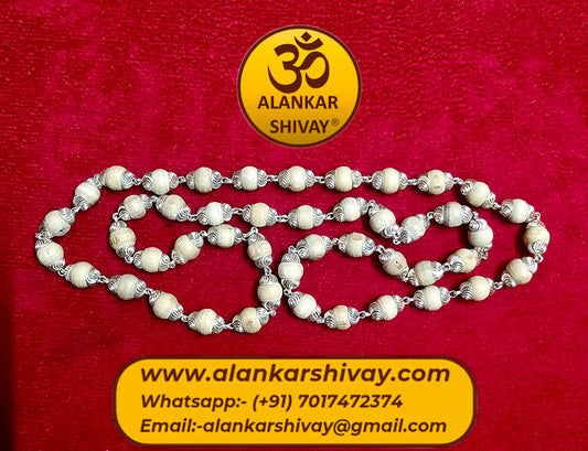 RAM TUSLI MALA IN SILVER CAPPING (54 +1 BEADS)