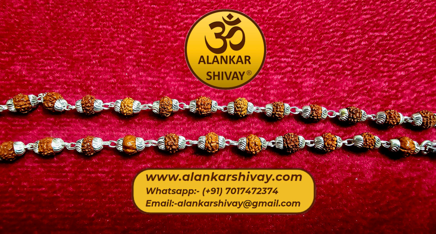 RUDRAKSH MALA IN PURE 925 SILVER