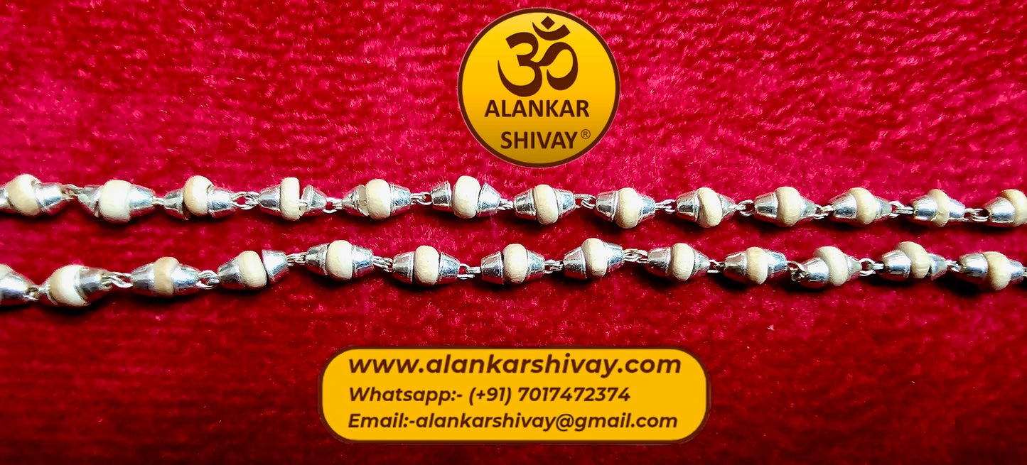 RAM TUSLI MALA IN SILVER CAPPING (54 +1 BEADS)