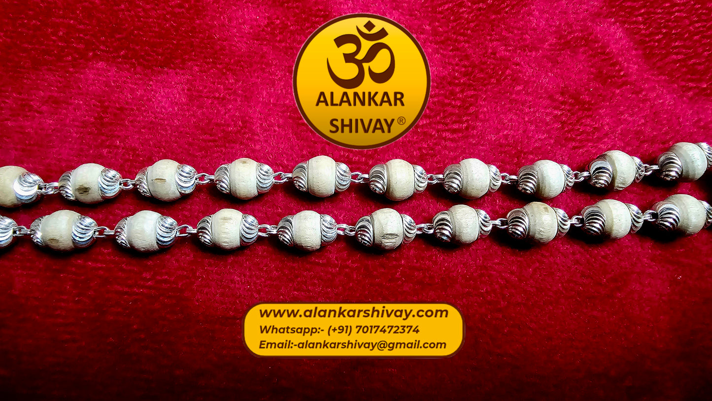 RAM TUSLI MALA IN SILVER CAPPING (54 +1 BEADS)