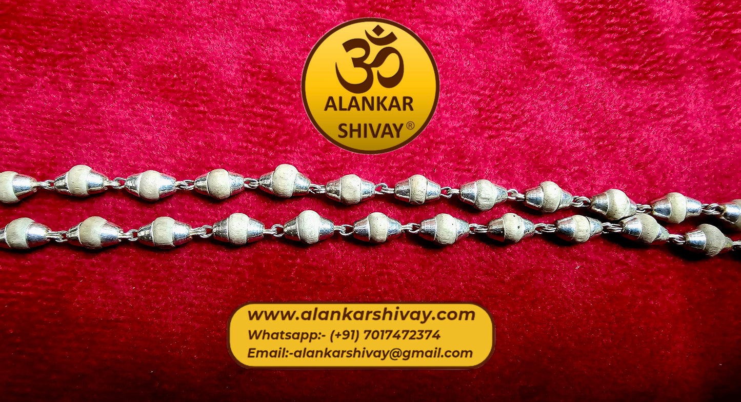 RAM TUSLI MALA IN SILVER CAPPING (54 +1 BEADS)