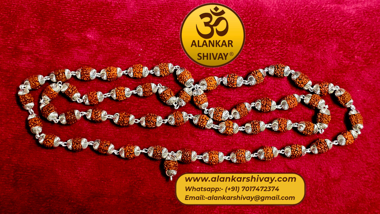 RUDRAKSH MALA IN PURE 925 SILVER