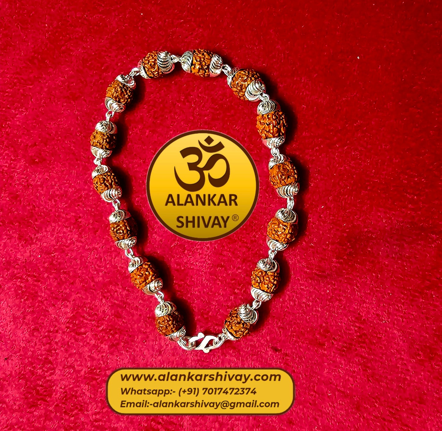 RUDRAKSH BRACELET WITH PURE 925 SILVER CAPPING