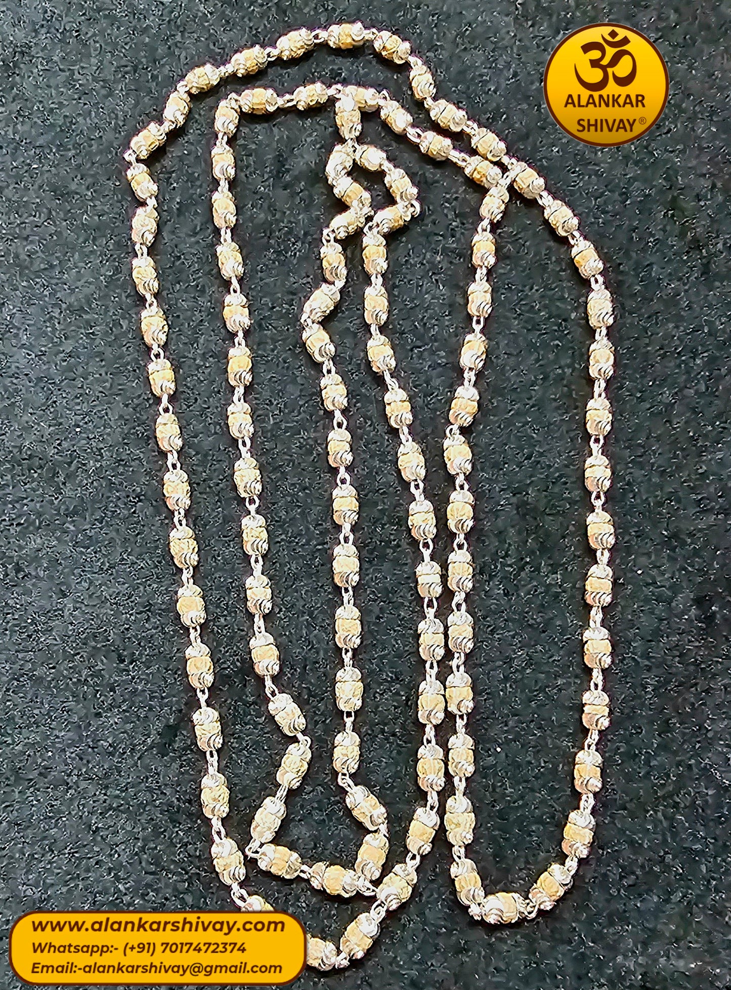 RAMA TUSLI MALA IN SILVER CAPPING (108 BEADS)