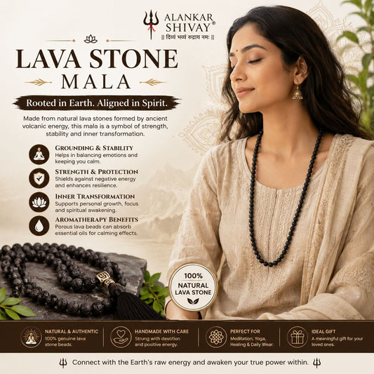 BLACK LAVA STONE MALA (108+1 BEADS)