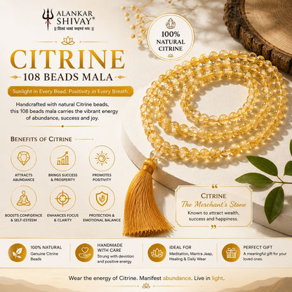 CITIRINE MALA(SUNEHLA MALA)(108+1 BEADS)