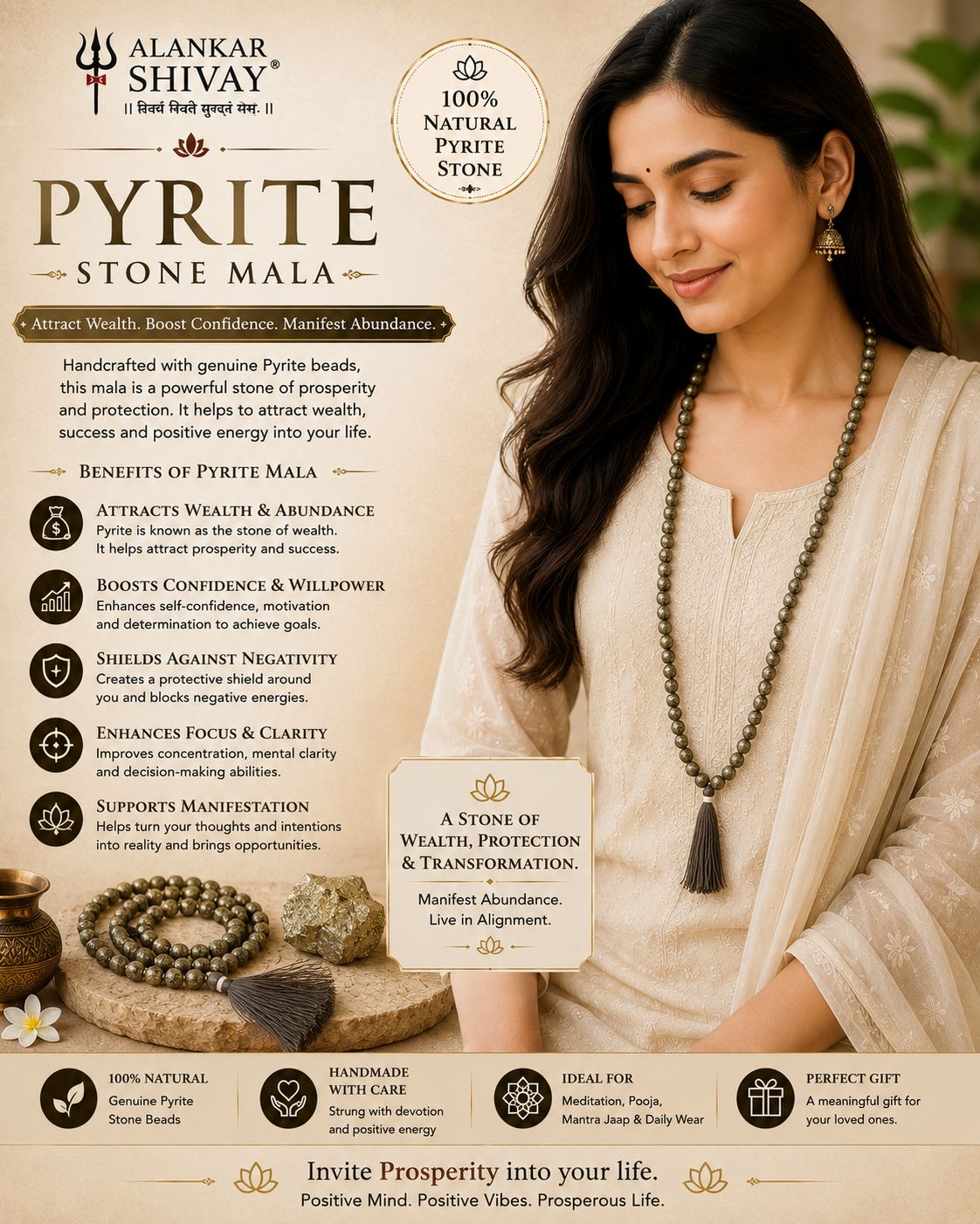 PYRITE STONE MALA