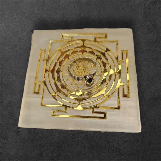 SELENITE PLATE +92.5 RING PURE SILVER RING