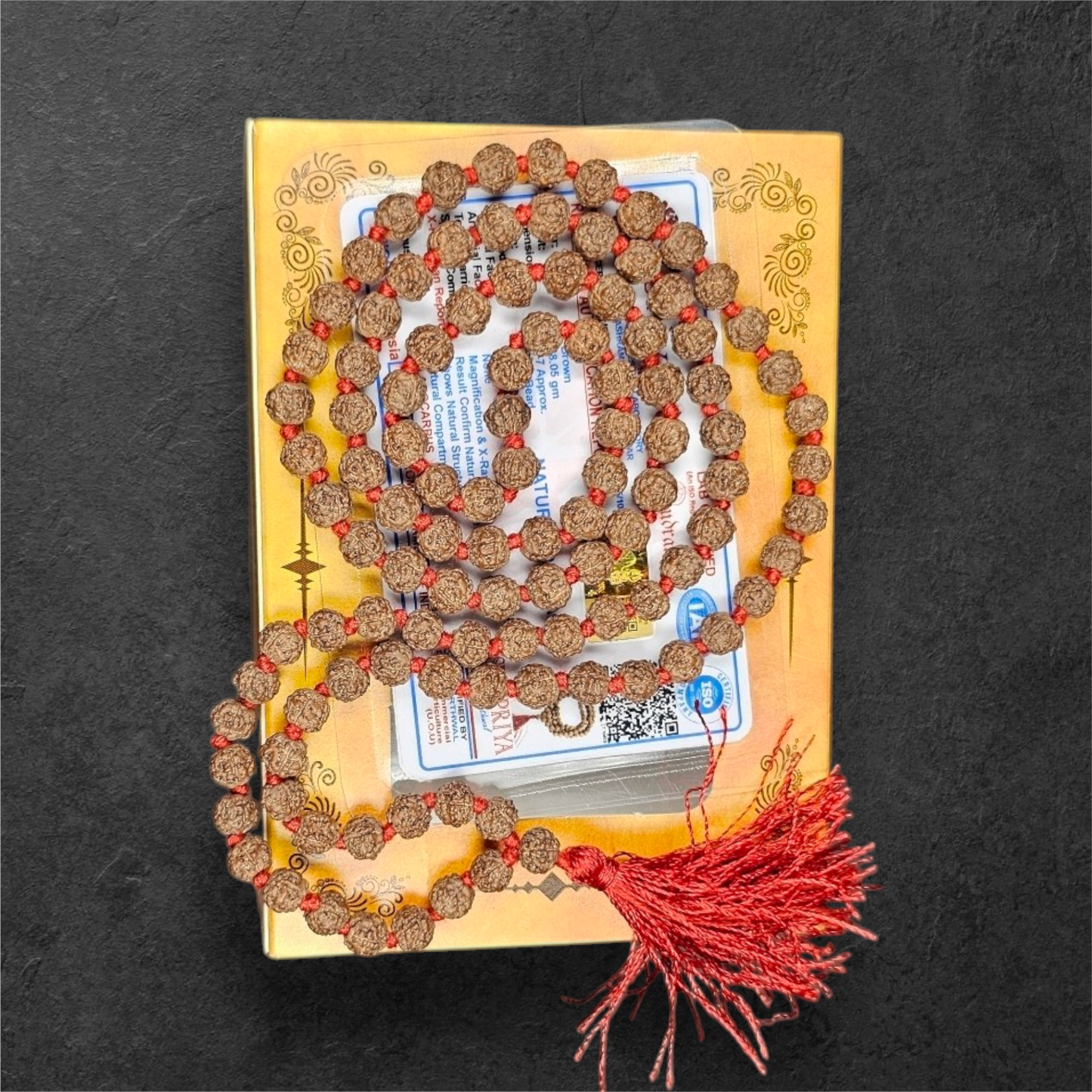 NATURAL RUDRAKSH MALA (108+1 BEADS)WITH LAB CERTIFICATION