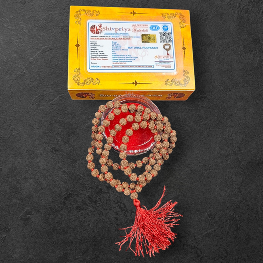 NATURAL RUDRAKSH MALA (108+1 BEADS)WITH LAB CERTIFICATION