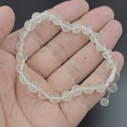 SPHATIK BRACELET WITH AUM WRITTEN ON EVERY BEADS