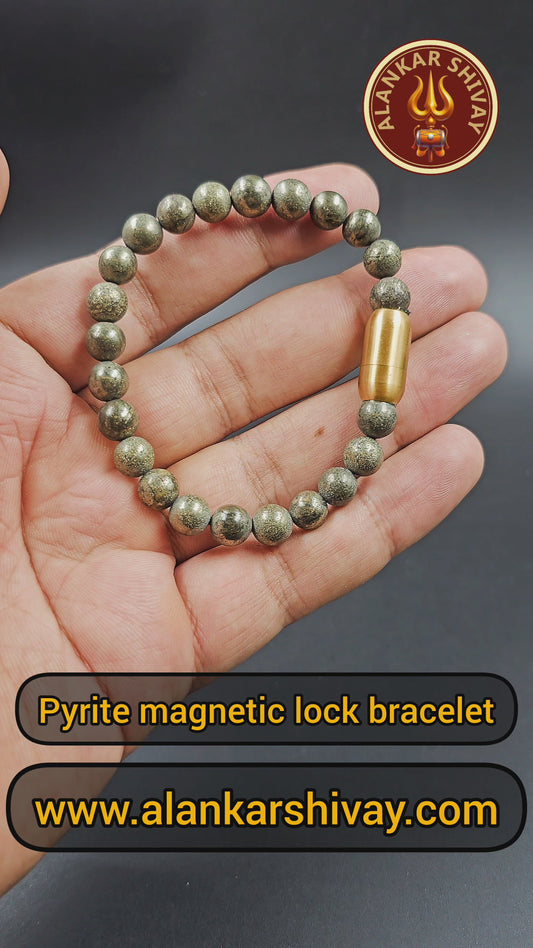 Pyrite magnetic lock bracelet