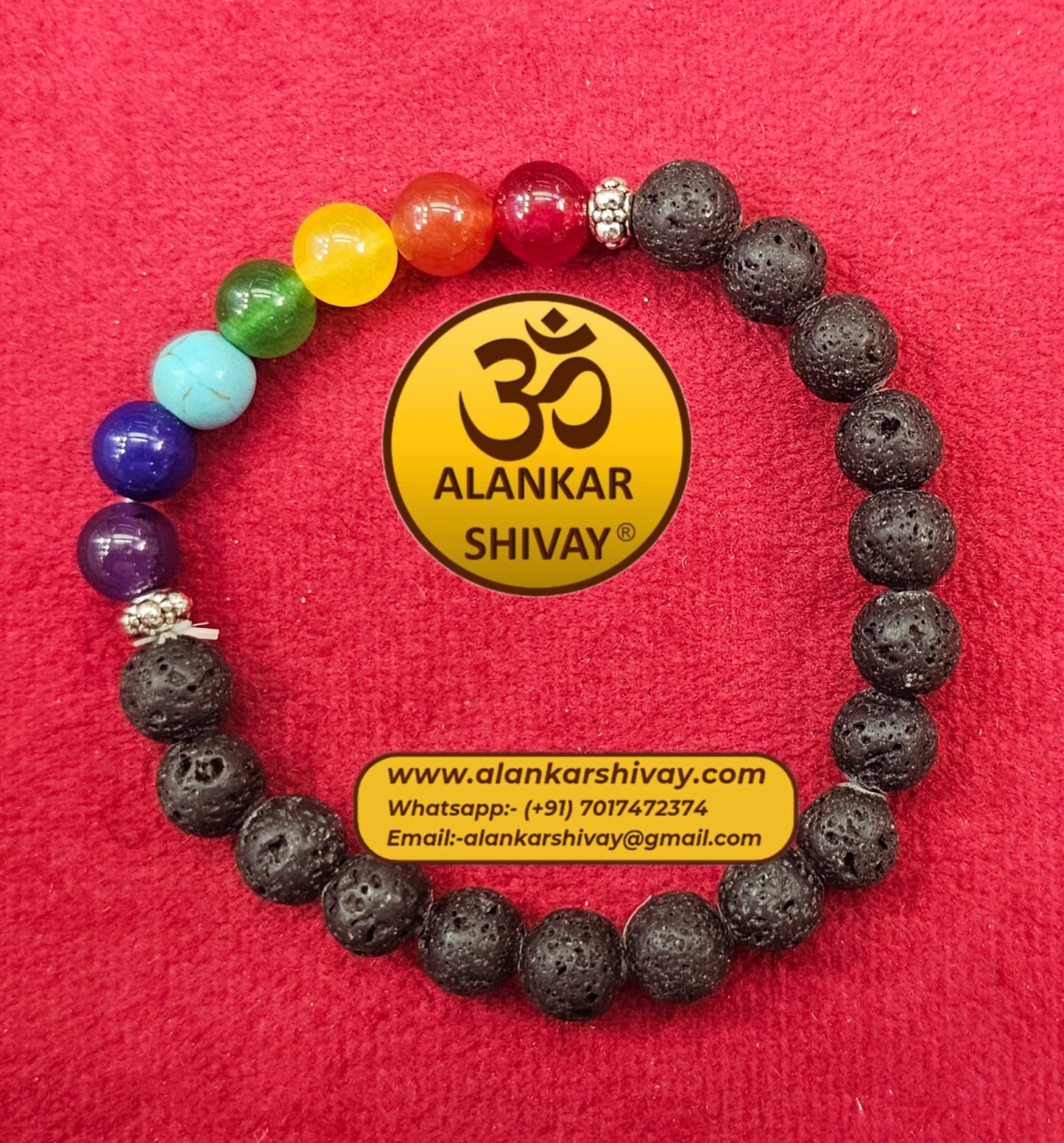 7 chakra lava stone bracelet