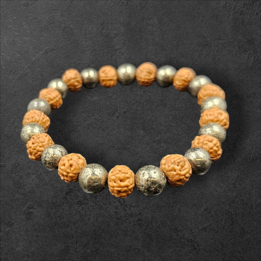 PYRITE AND 7 FACE RUDRAKSH(8MM)
