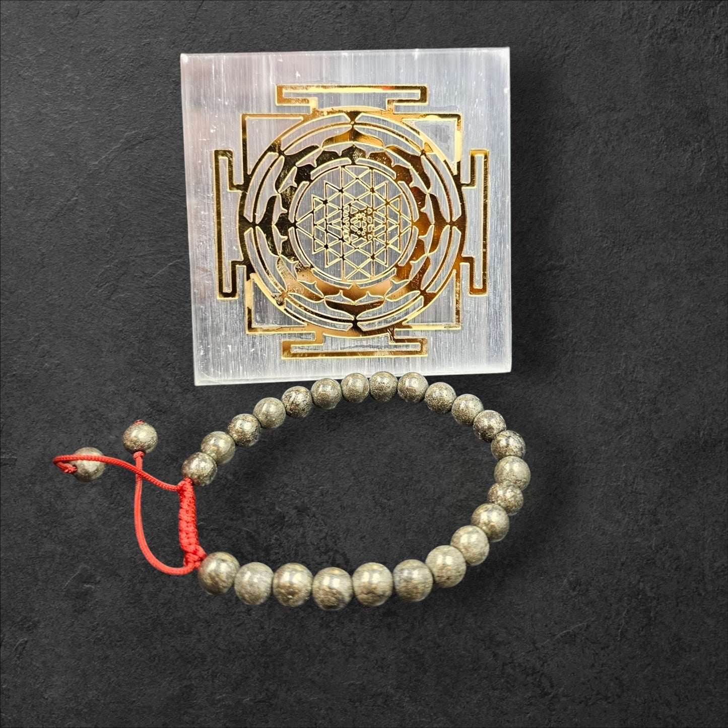 SELENITE PLATE+PYRITE BRACELET